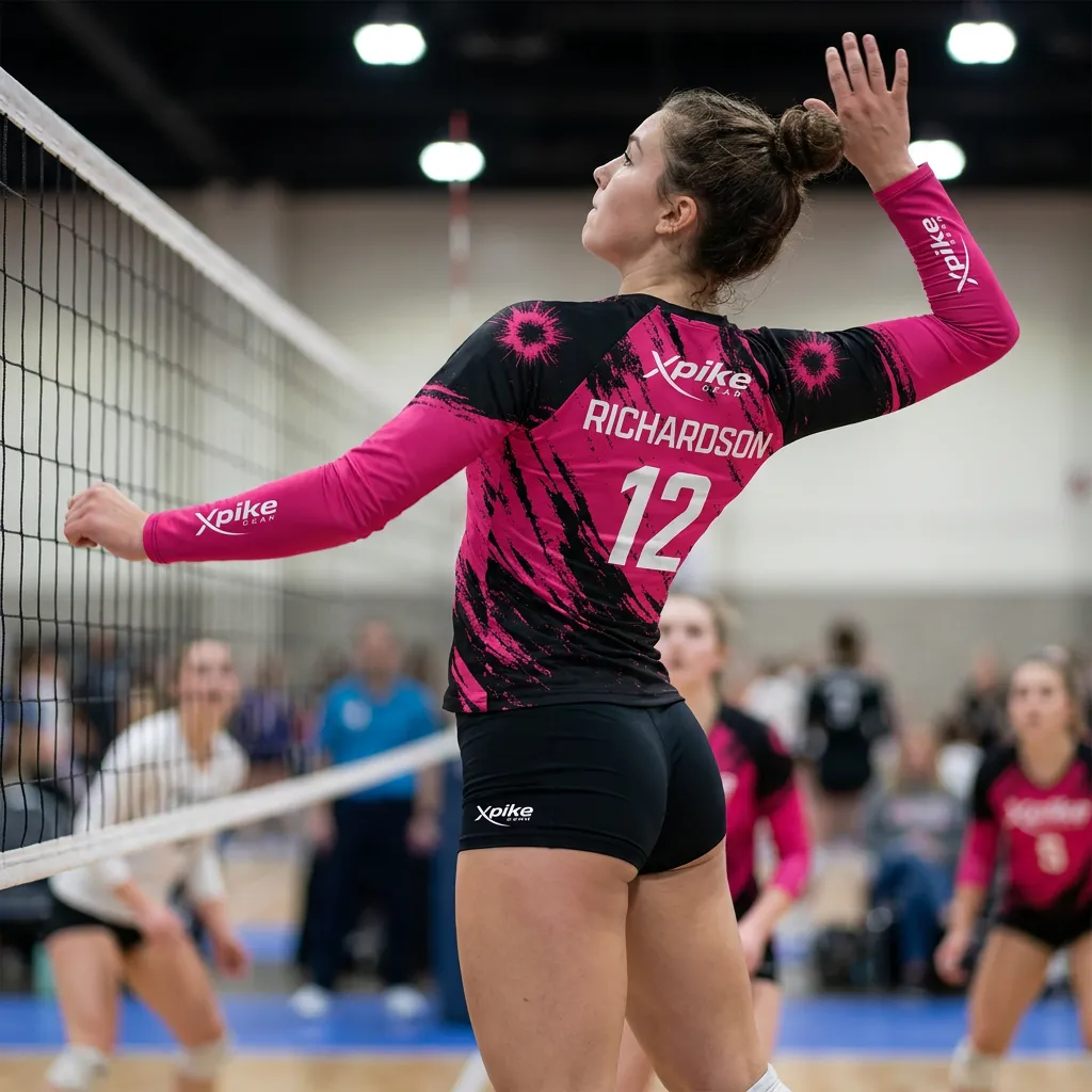 xpike volleyball player in the court